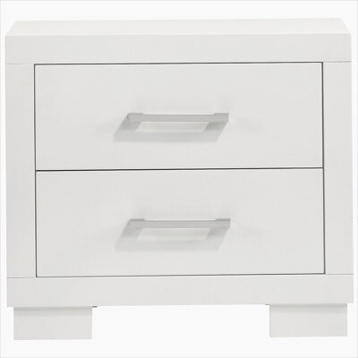 Latitude Run White 2-Drawer Rectangular Nightstand with Bar Handle Pulls