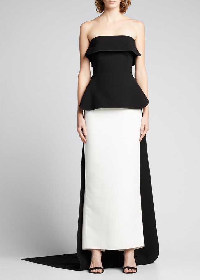 white strapless gown