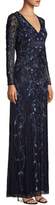 Thumbnail for your product : Aidan Mattox Beaded Illusion Long-Sleeve Gown