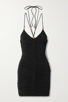Thumbnail for your product : A.L.C. Anya Embellished Ruched Stretch-jersey Mini Dress - Black - x small