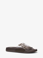 mk logo faux shearling slide