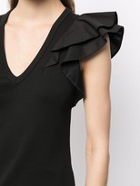 Thumbnail for your product : Veronica Beard Cathie ruffled V-neck T-shirt