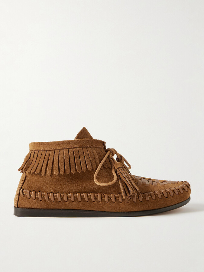 Isabel Marant Felsa Fringed Tasseled Leather-trimmed Suede Ankle Boots - Brown