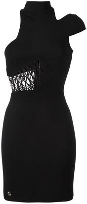 Philipp Plein lace-up panel mini dress - women - Nylon/Polyester/Spandex/Elastane/Viscose - S