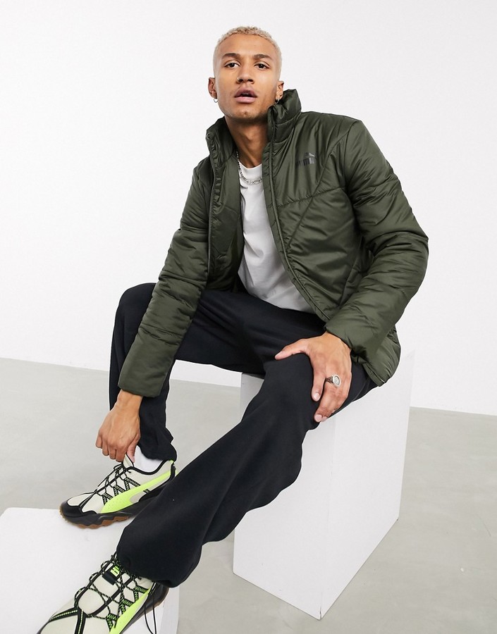 Puma ESS padded jacket in green - ShopStyle