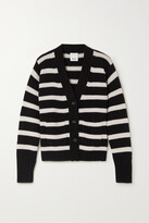 Thumbnail for your product : Allude Striped Wool And Cashmere-blend Cardigan - Black