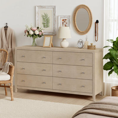 Hokku Designs Dana 60 in. W Rectangular Wood 6 Drawer Dresser