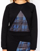 Thumbnail for your product : Influence Long Sleeve Cropped Jumper With Contrast Checked Panel