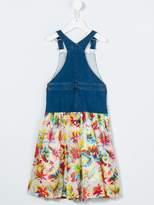 Thumbnail for your product : Junior Gaultier denim and chiffon dungaree dress