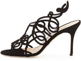 Thumbnail for your product : Manolo Blahnik Gori Suede Squiggly Sandal, Black