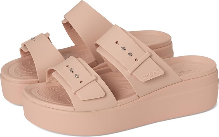 Crocs Brooklyn Buckle Low Wedge Women's Shoes Pink Caramel : 9 M