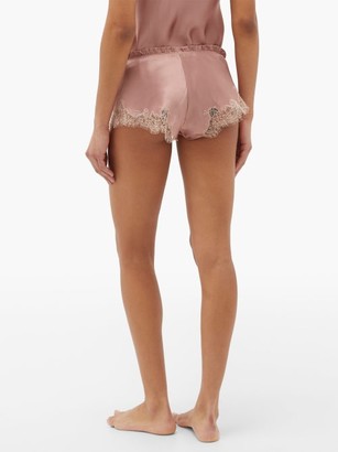 Carine Gilson Flottant Lace-trimmed Silk-satin Shorts - Dark Pink