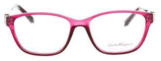 Ferragamo Square Shaped Eyeglasses Violet Square Shaped Eyeglasses