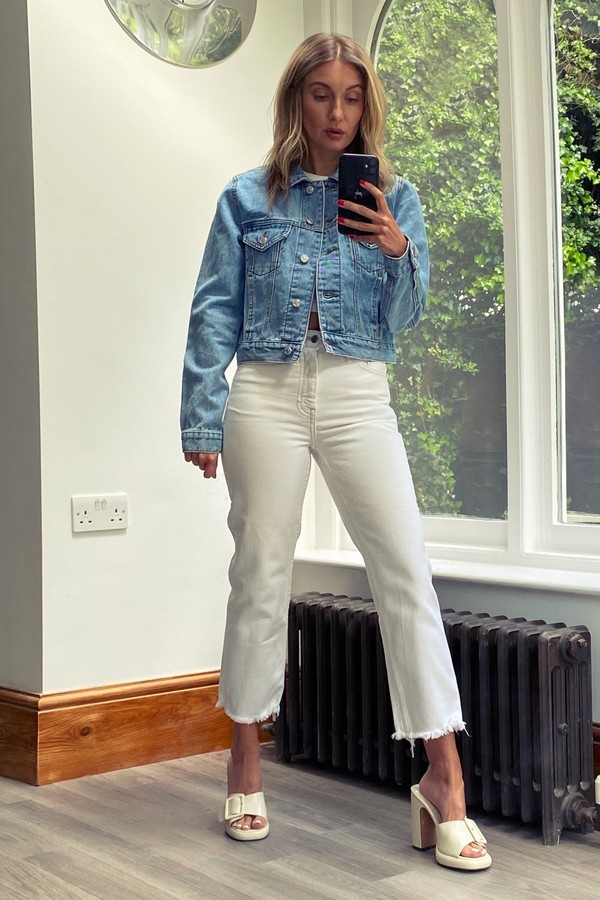 cropped leather blazer