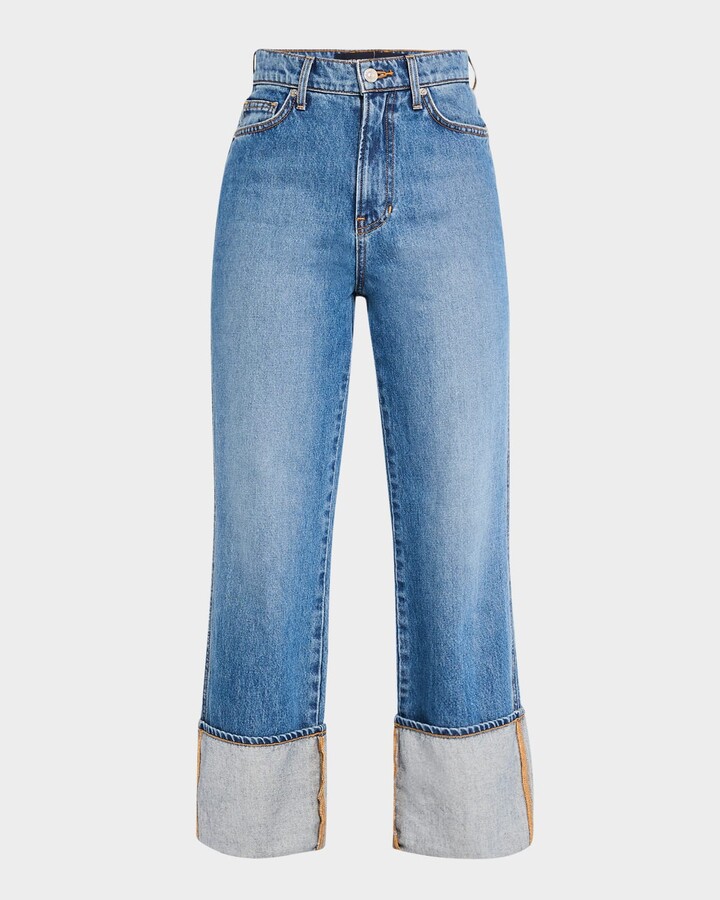 Veronica Beard Dylan High-Rise Straight Cuffed Jeans