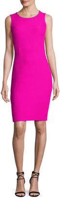 St. John Clair Knit Jewel-Neck Dress, Pink
