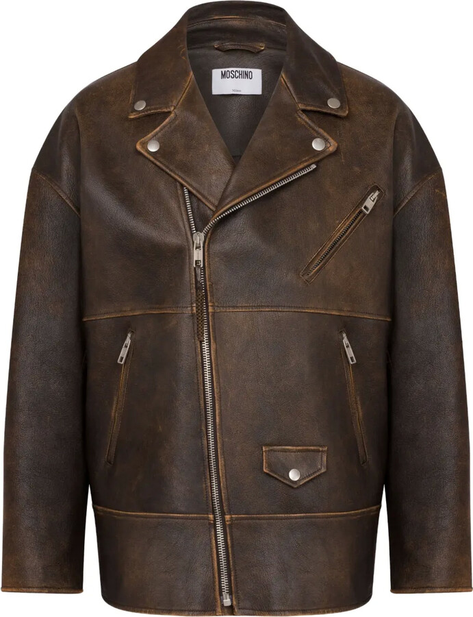 Moschino Patchwork Leather Jacket - ShopStyle