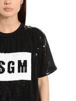 Thumbnail for your product : MSGM Logo Sequined Tulle T-Shirt