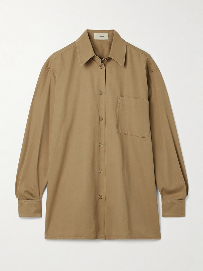 The Row Tansy Oversized Cotton And Cashmere-blend Twill Shirt - Neutrals