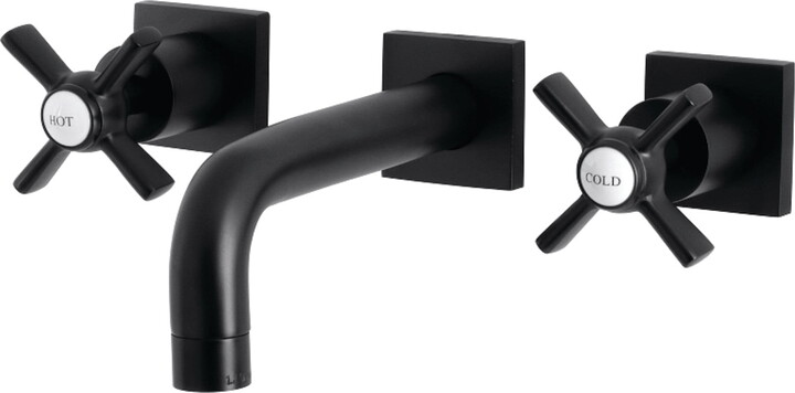 Kingston Brass KS6120ZX Millennium Double-Handle Wall Mount Bathroom Faucet, Matte Black