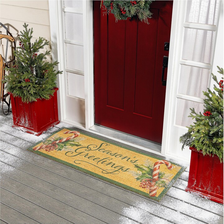 Evergreen 60"x24" Season's Greetings Coir Door Mat