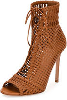 Thumbnail for your product : Gianvito Rossi Marnie Woven Leather 105mm Bootie, Almond