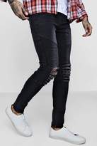Thumbnail for your product : boohoo Super Skinny Biker Jeans With Ripped Knees