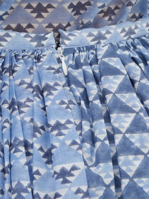 Thierry Colson Grisette Geometric-print Cotton-blend Skirt - Blue