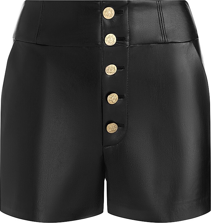 Alice + Olivia Women's Baylor Faux-Leather Ultra-High-Rise Shorts - Black - Size 0