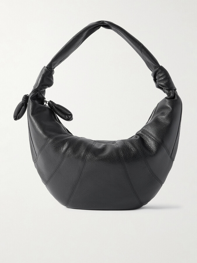 Lemaire Fortune Croissant Paneled Textured-leather Shoulder Bag - Black