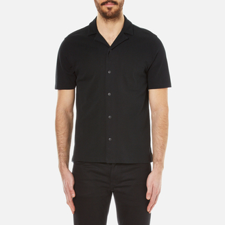 Folk Men's Textured Jersey Cuban Collar Shirt Black