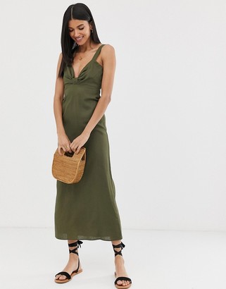 Asos Tall ASOS DESIGN Tall knot front linen maxi dress with tie back