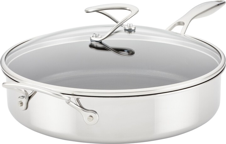 Circulon SteelShield C-Series Tri-Ply Clad Nonstick Saute Pan with Lid and Helper Handle, 5-Quart, Silver