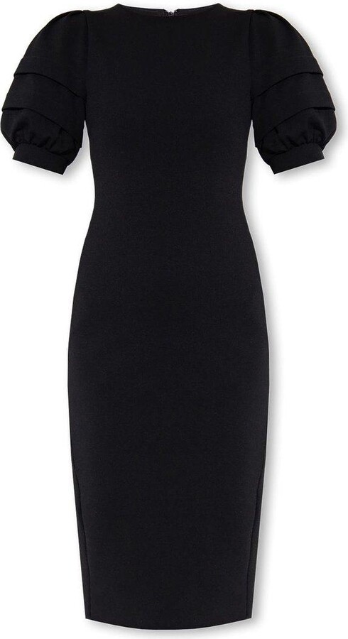 【送料&関税込】Max Mara Peonie Puffsleeve Dress MAX MARA Peonie Tiered Puff Sleeve Jersey Midi Dress Black
