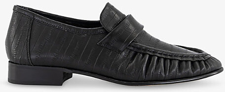 Tony Bianco Womens Black Crinkle Gatsby Leather Loafers Eur 40 / 7 Uk Women