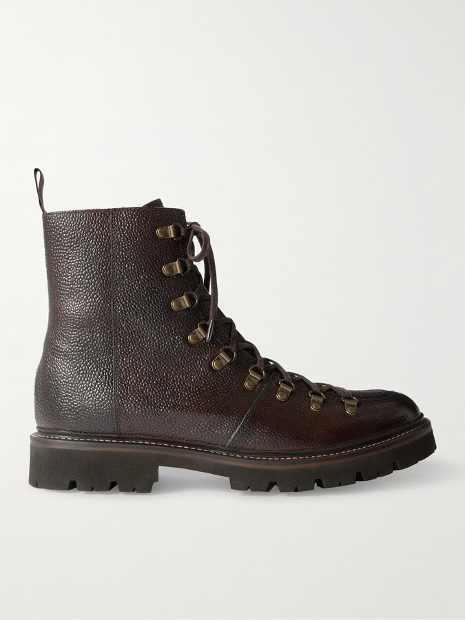 Grenson Brady Pebble-Grain Leather Boots
