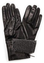 Thumbnail for your product : Carolina Amato Shearling Cuff Leather Gloves