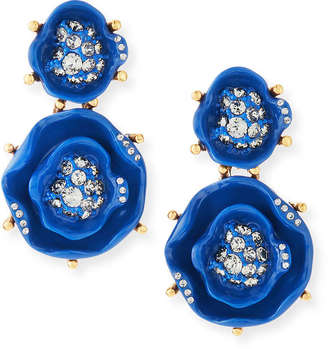 Oscar de la Renta Crystal Rose Drop Earrings, Cobalt