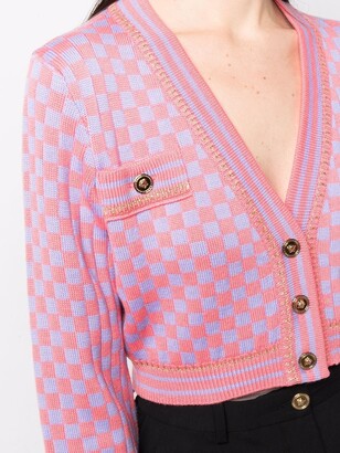 Versace Checkerboard-Knit Cropped Cardigan - ShopStyle