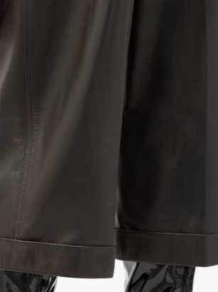 Saint Laurent High-rise Leather Bermuda Shorts - Brown
