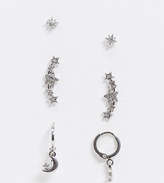 Thumbnail for your product : Reclaimed Vintage inspired constellation multi earring pack with stars and moons