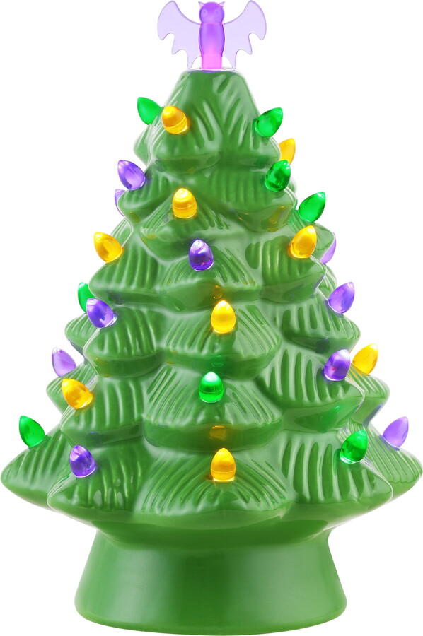 Mr. Halloween 12-Inch Ceramic Bat Halloween Tree, Green