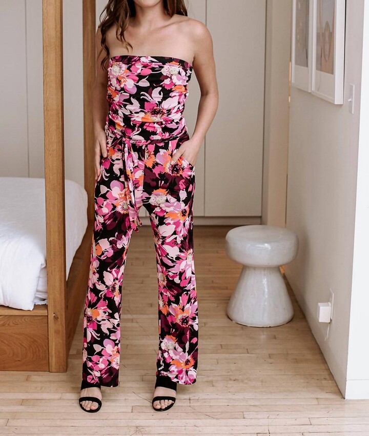 Veronica M Cherrie Shirred Tube Jumpsuit In Cherrie Cherrie