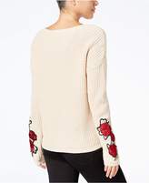 Thumbnail for your product : Almost Famous Juniors' Rose-Embroidered Sweater