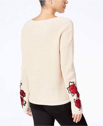 Almost Famous Juniors' Rose-Embroidered Sweater
