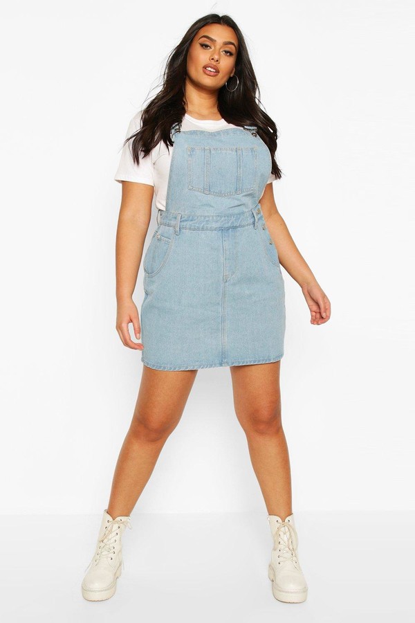midi denim pinafore dress