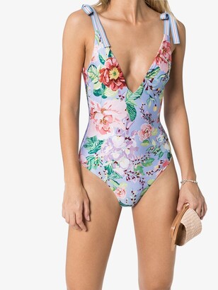 Zimmermann Deep V-neck floral swimsuit