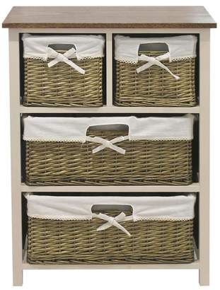 Debenhams Soft White And Wicker 'Cotswold' 4 Drawer Chest