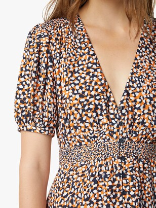 French Connection Cade Abstract Print Drape Dress, Jaffa Orange/Multi