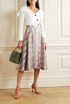 Thumbnail for your product : Palmer Harding Manon Striped Satin Midi Skirt - Antique rose